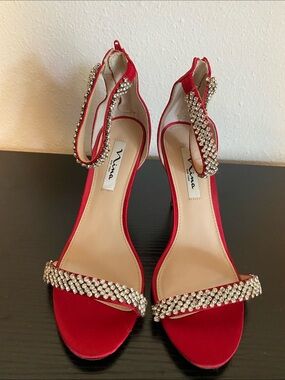 Red Stiletto Heeled Sandal 9M